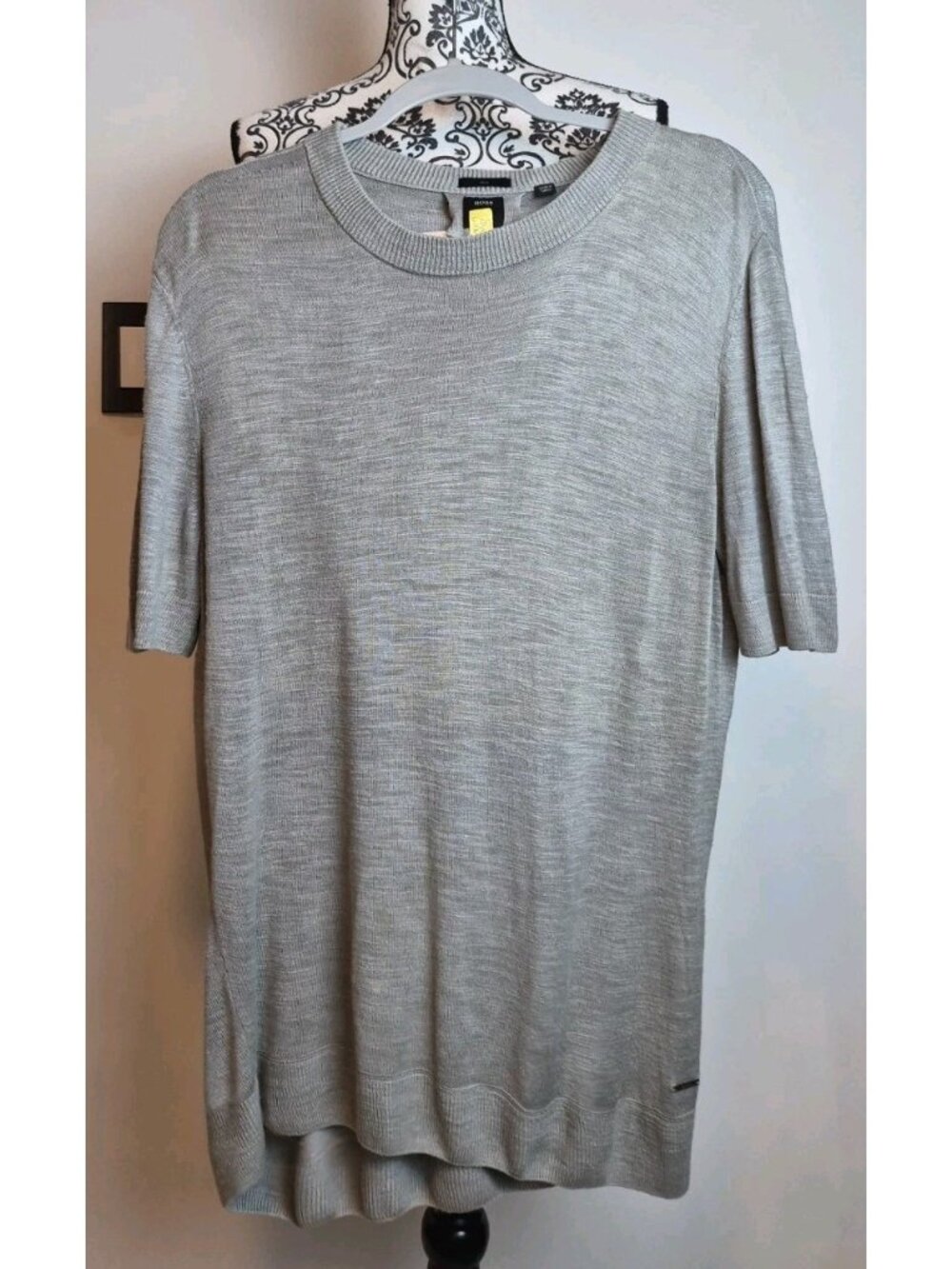 BOSS Hugo Boss Tailored Silk Sweater Short Sleeve Gray Men's Sz M/L No Tag